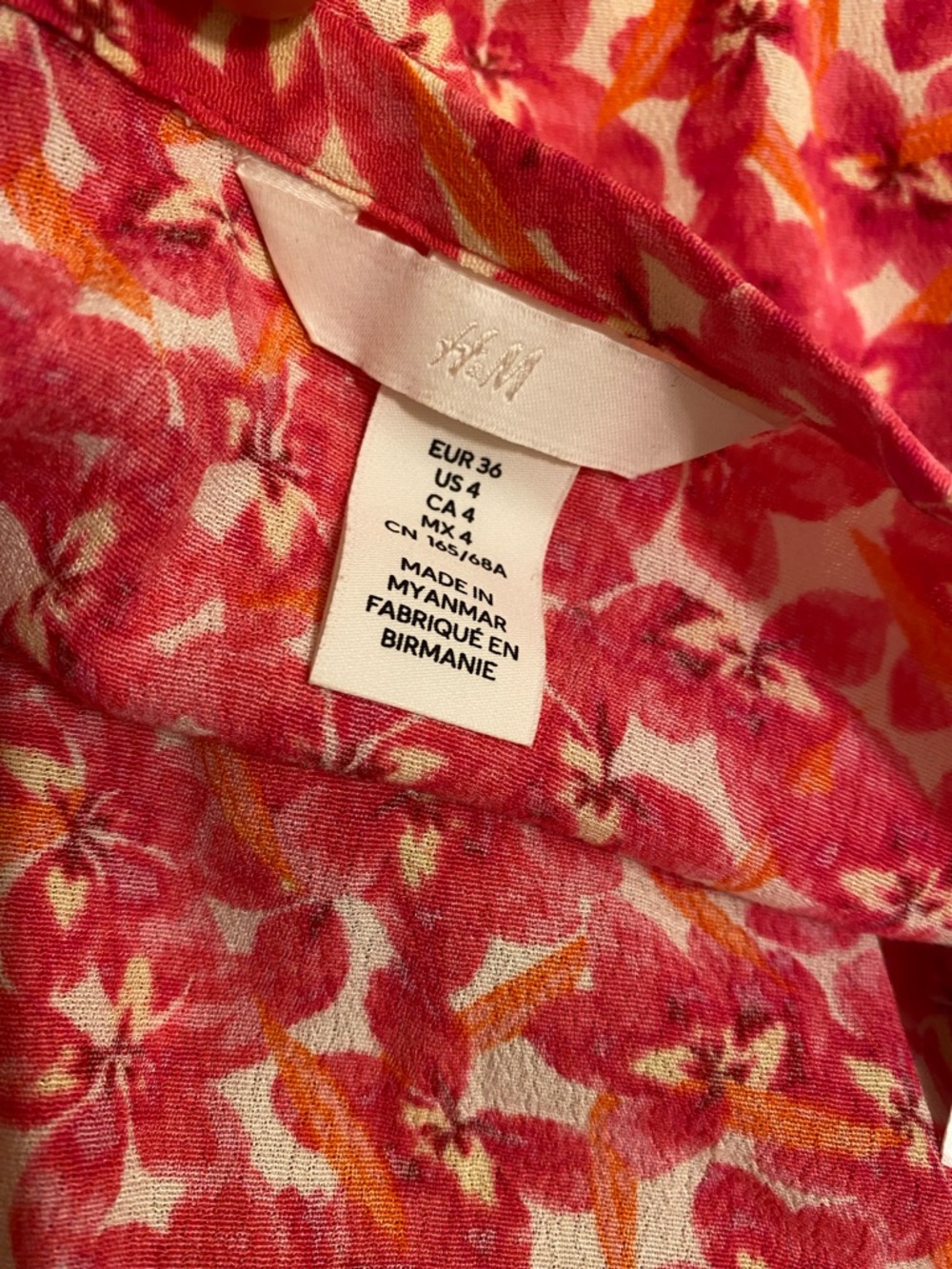 H&M Bright Pink Floral Midi  Skirt. Size 4 - Picture 3 of 7